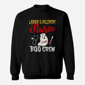 Labor Delivery Nurse Boo Crew Funny Halloween Nursing Gift Sweat Shirt - Seseable