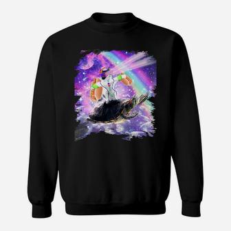 Lazer Rave Space Cat Riding Turtle With Hotdog 2 Sweat Shirt - Seseable