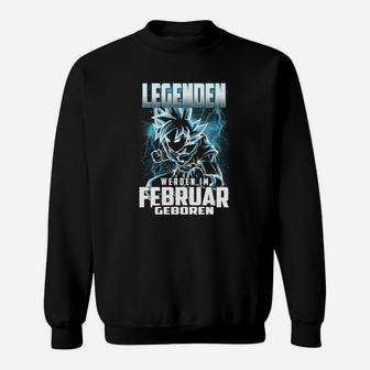 Legenden Geboren im Februar Sweatshirt, Schwarzes Anime-Design - Seseable