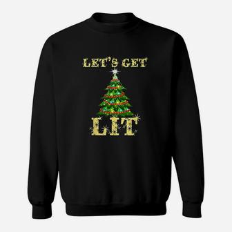 Let's Get Lit Drinking Funny Christmas Sweat Shirt - Seseable