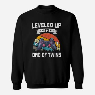 Leveled Up To Dad Of Twins Funny Video Gamer Fathers Day Sweat Shirt - Seseable