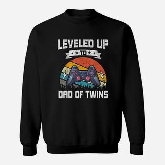 Leveled Up To Dad Of Twins Funny Video Gamer Gaming Sweatshirt - Seseable