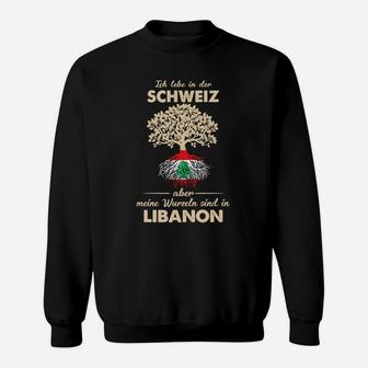 Libanon Wurzeln Sweatshirt mit Baum, Ich Lebe in der Schweiz Motiv - Seseable