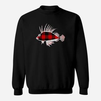 Lionfish Red Buffalo Plaid Zebrafish Matching Pj Family Sweat Shirt - Seseable