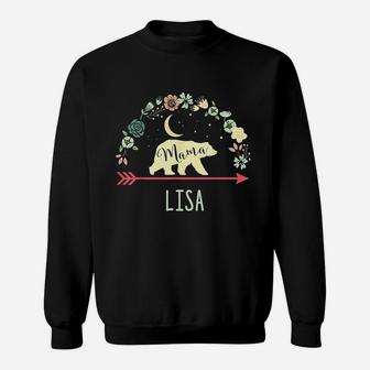 Lisa Name Gift Floral Mama Bear Vintage Mothers Day Gift Sweat Shirt - Seseable
