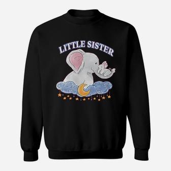 Little Sister Cute Elephants With Moon And Stars Sweat Shirt - Seseable