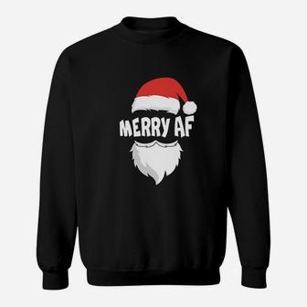 Love Merry Christmas Merry Af Xmas Funny Santa Team Sweat Shirt - Seseable