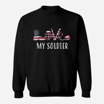 Love My Soldier Proud Us Army Mom Army Wife Sweat Shirt - Seseable