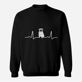 Love Pugs Heart Beat Pug Dog Puppy For Dog Lovers Sweat Shirt | Seseable FR