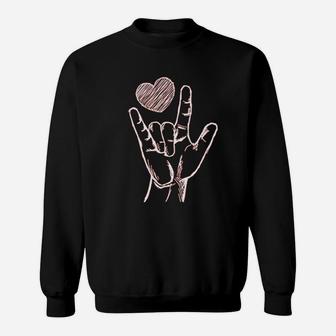 Love Sign Language Asl Heart Valentine's Day Gift For Him Sweatshirt - Seseable