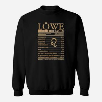 Löwe Fakten Sweatshirt in Schwarz mit goldener Schrift und Grafik - Seseable