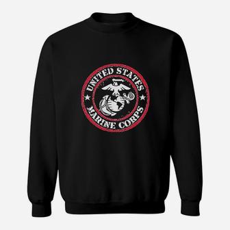 Lucky Ride Marine Corps Stamp Circle Sweat Shirt - Seseable