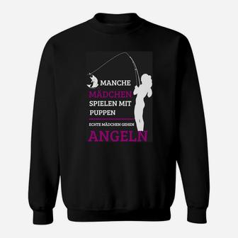 Lustiges Damen Angler-Sweatshirt, Echte Mädchen Gehen Angeln - Seseable