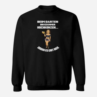 Lustiges Dart-Spieler Sweatshirt Hochkonzentriert mit Bier Spruch - Seseable