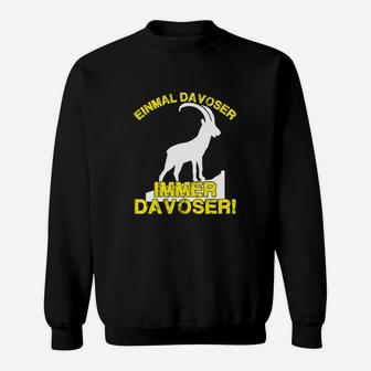 Lustiges Davoser Sweatshirt, Ziege-Motiv Einmal Davoser, immer Davoser - Schwarz - Seseable