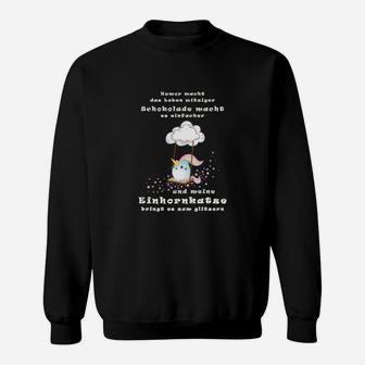Lustiges Einhorn Sweatshirt, Schokolade & Einhornkotze Sprüche - Seseable