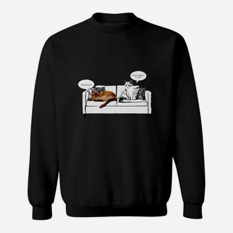 Lustiges Katzen-Couch Gespräch Sweatshirt, Humorvolles Tee für Katzenfreunde - Seseable