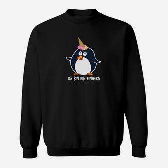 Lustiges Pinguin-Einhorn Sweatshirt Ich bin ein Einhorn, Schwarz - Seseable