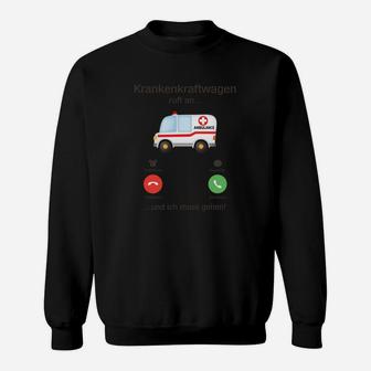 Lustiges Rettungsdienst Sweatshirt mit Krankenwagen & Telefon Motiv - Seseable
