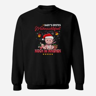 Lustiges Schwangerschafts-Weihnachtsshirt, Babys Erstes Weihnachten Sweatshirt - Seseable