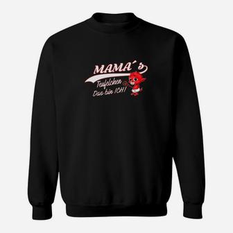 Lustiges Schwarzes Sweatshirt MAMA's Teufelchen - Witziges Design für Mütter - Seseable