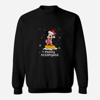 Lustiges Weihnachts-Sweatshirt Merry Kissmyass, Frecher Spruch - Seseable