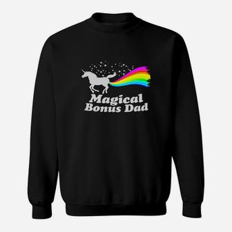 Magical Bonus Dad Unicorn Farting Rainbow T Shirt -funny Tee Black Youth Sweatshirt - Seseable