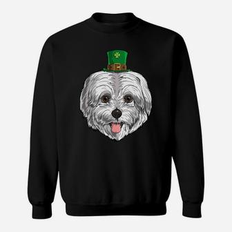 Maltese Dog St Patricks Day Leprechaun Gift Puppy Sweat Shirt - Seseable