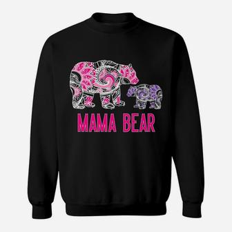 Mama Bear Floral Mama Bear Baby Bear Mandala Purple Sweat Shirt - Seseable