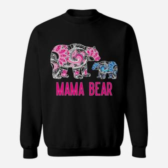 Mama Bear Floral Mama Bear With Baby Bear Mandala Sweat Shirt - Seseable
