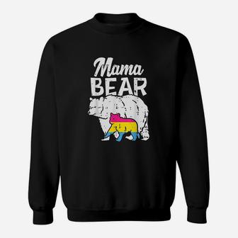 Mama Bear Pride Pan Flag Lgbt Ally Mom Women Gift Sweat Shirt - Seseable