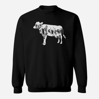 Mama Cow Calf Floral Flower Cute Gift Sweat Shirt - Seseable