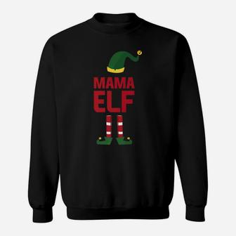 Mama Elf Christmas Season Dad Mom Matching Pajama Sweat Shirt - Seseable
