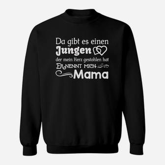 Mama Herz-Jungen Schwarzes Sweatshirt, Liebevolles Mutter-Sohn Design - Seseable