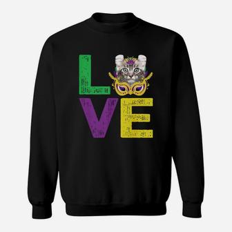 Mardi Gras Fat Tuesday Costume Love American Curl Funny Gift For Cat Lovers Sweat Shirt - Seseable