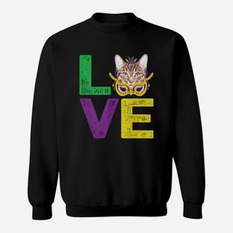 Mardi Gras Fat Tuesday Costume Love American Shorthair Funny Gift For Cat Lovers Sweat Shirt - Seseable