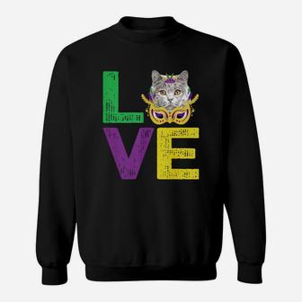 Mardi Gras Fat Tuesday Costume Love British Shorthair Funny Gift For Cat Lovers Sweat Shirt - Seseable