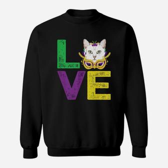 Mardi Gras Fat Tuesday Costume Love Burmilla Funny Gift For Cat Lovers Sweat Shirt - Seseable