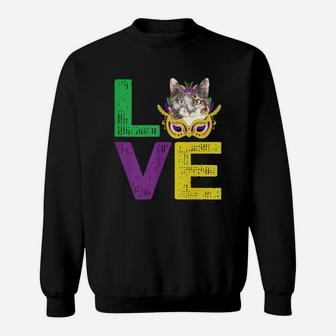 Mardi Gras Fat Tuesday Costume Love Calico Funny Gift For Cat Lovers Sweat Shirt - Seseable