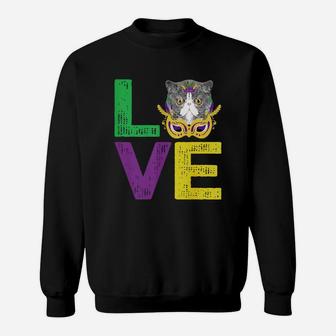 Mardi Gras Fat Tuesday Costume Love Exotic Shorthair Funny Gift For Cat Lovers Sweat Shirt - Seseable