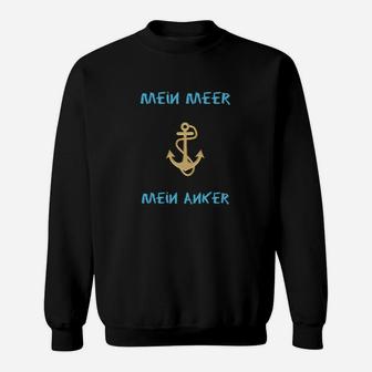 Maritimes Anker Sweatshirt Mein Meer, Mein Anker in Blau und Gold - Seseable