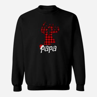 Matching Family Christmas Shirts Plaid Reindeer Papa Sweat Shirt | Seseable FR