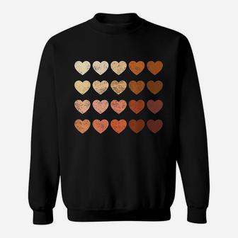 Melanin Hearts Vintage Valentines Day Gift Sweat Shirt - Seseable