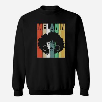 Melanin Vintage Retro Black Afro Woman Queen Sweat Shirt - Seseable