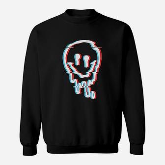Melted Smiling Face Illusion Psychedelic Trippy Sweat Shirt - Seseable
