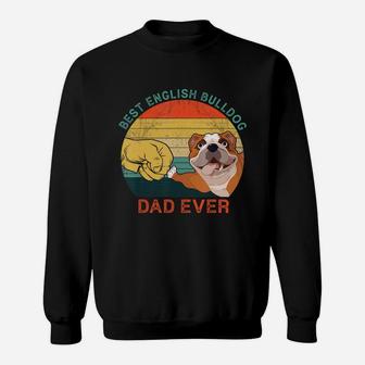 Mens Best English Bulldog Dad Ever Vintage Dog Gift Father's Day Sweat Shirt - Seseable