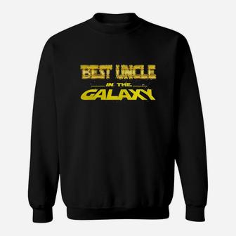 Mens Best Uncle In The Galaxy Funny Tshirt Cool Uncle Gift Medium Black Sweatshirt - Seseable