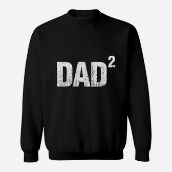 Mens Dad Squared Two Kids Dad Distressed Sweat Shirt - Seseable