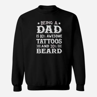Mens Dad Tattoos And Beard Funny Fathers Day For Men Sweat Shirt - Seseable