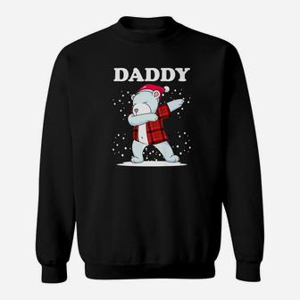 Mens Daddy Bear Matching Family Dabbing Bear Red Plaid Sweat Shirt - Seseable